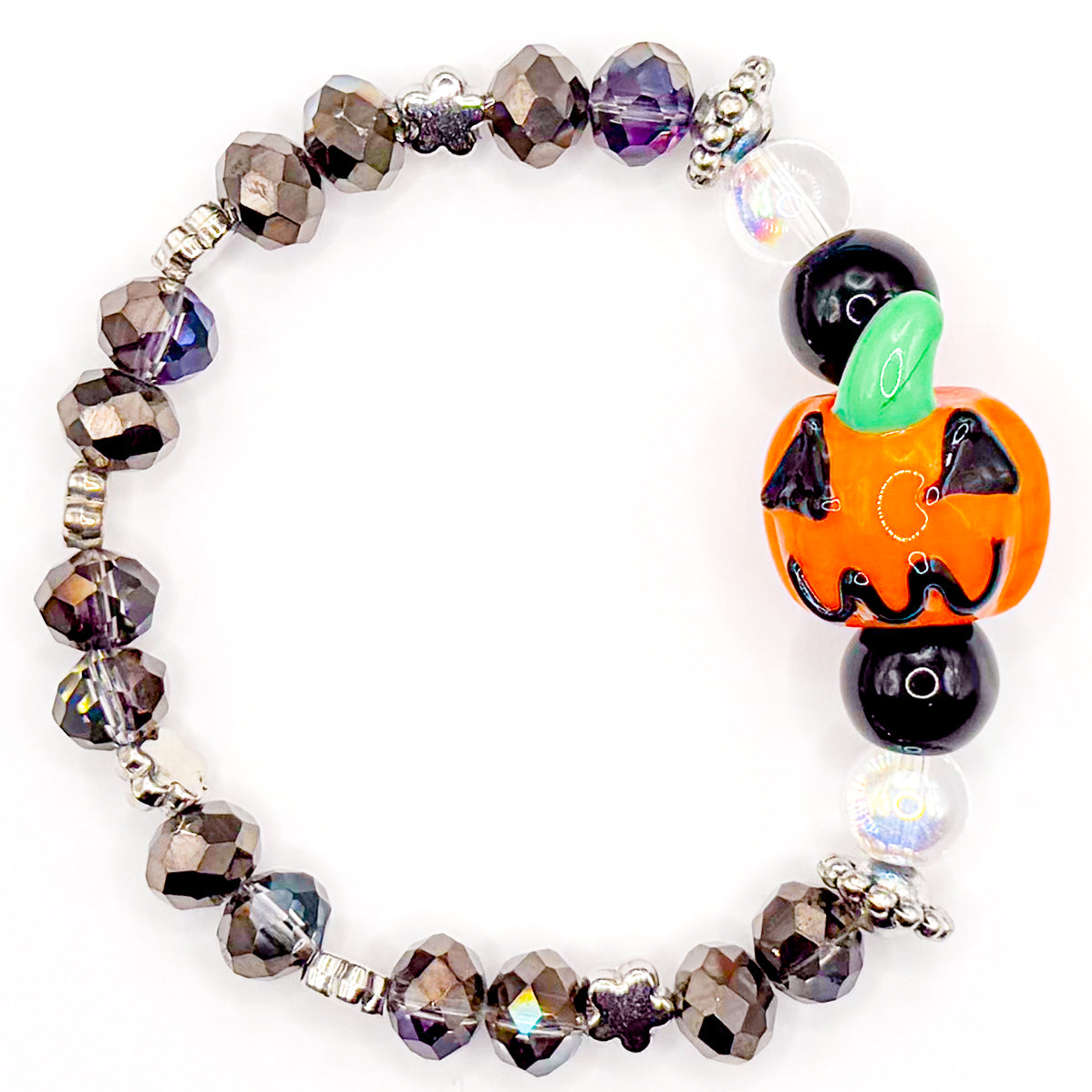 Happy Little Pumpkin Glass Beaded Bracelet