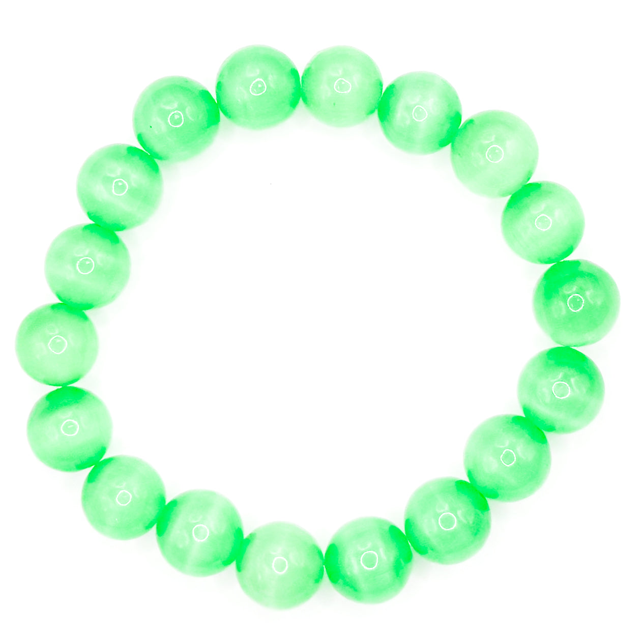 Green Cats Eye Glass Beaded Bracelet