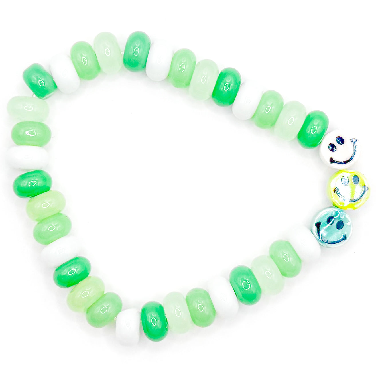 Beautiful Green Smiles Glass Beaded Bracelet