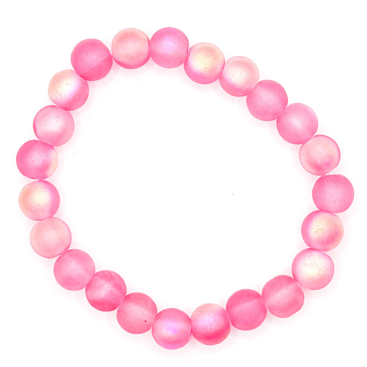 Hot Pink Holographic Glass Beaded Bracelet