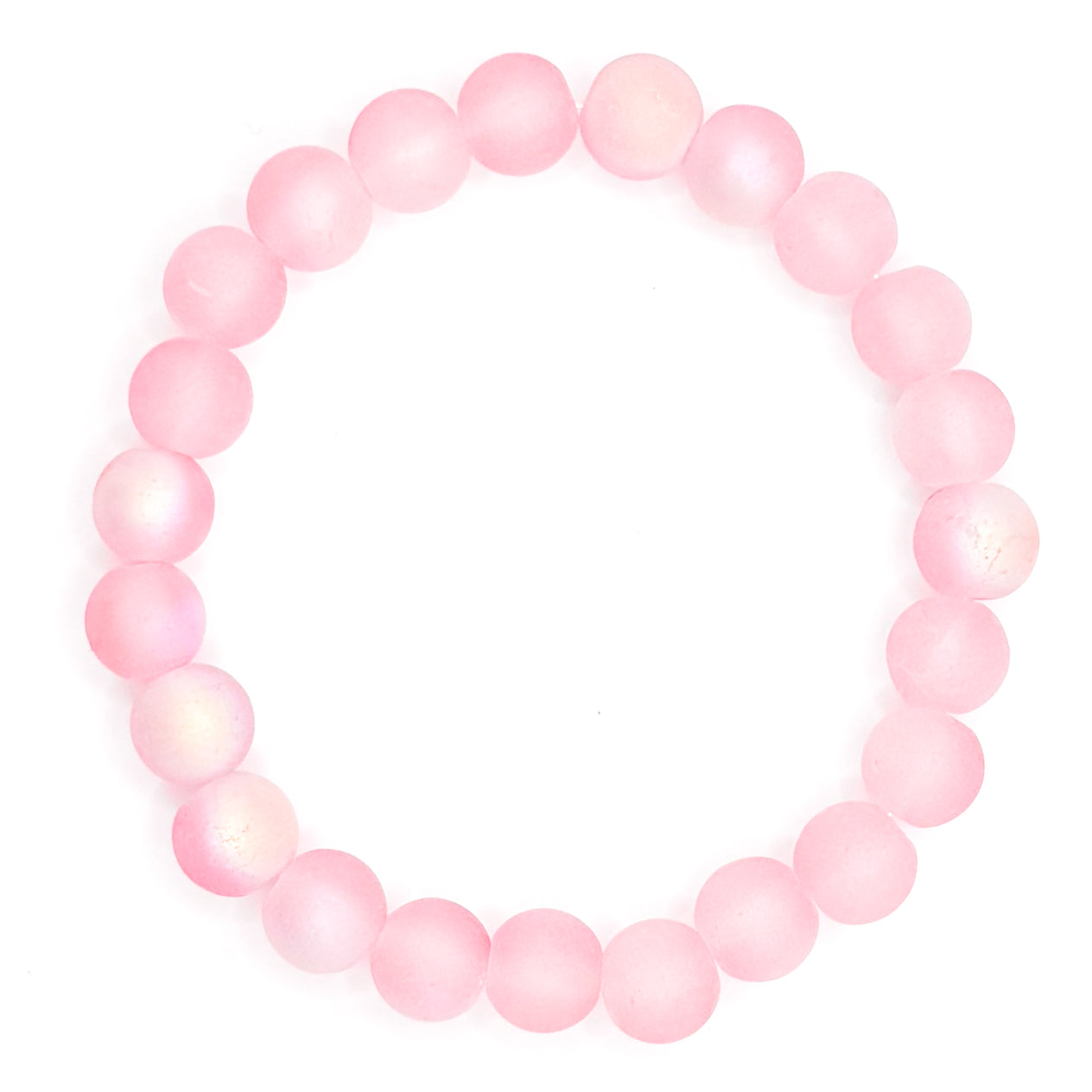 Light Pink Holographic Glass Beaded Bracelet