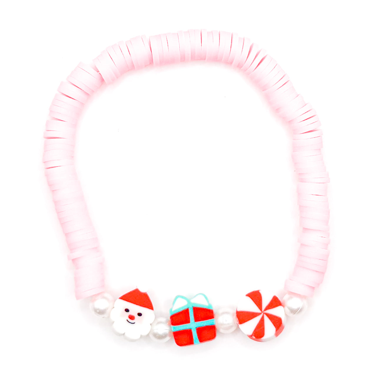 Pink Holiday Vibes Clay Beaded Bracelet