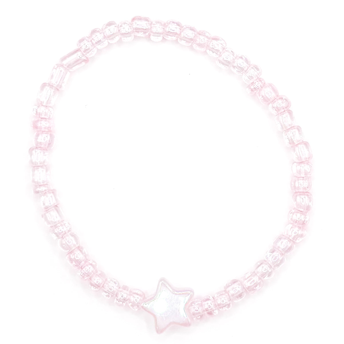 Baby Pink Star Seed Beaded Bracelet