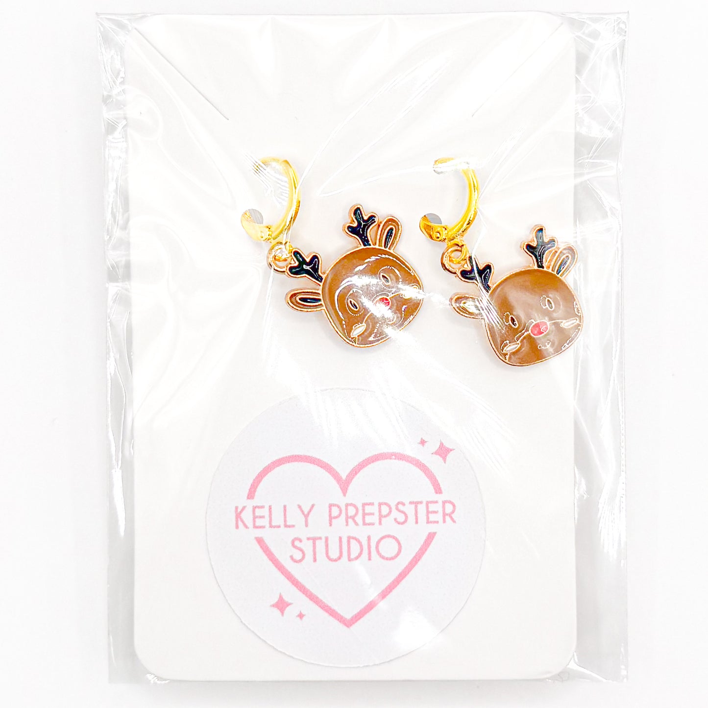 Cutie Little Reindeer Huggie Earrings