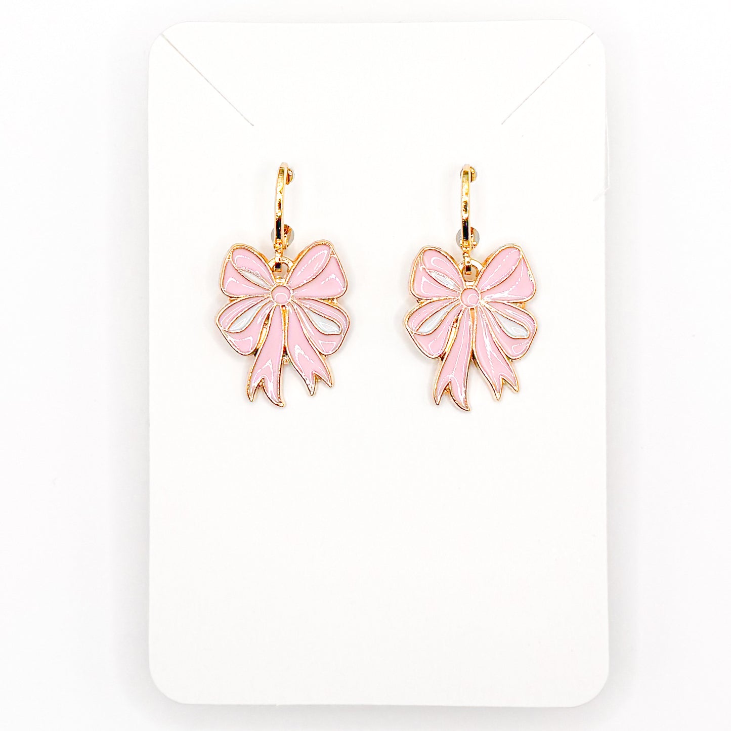 Pink Bows Huggie Earrings