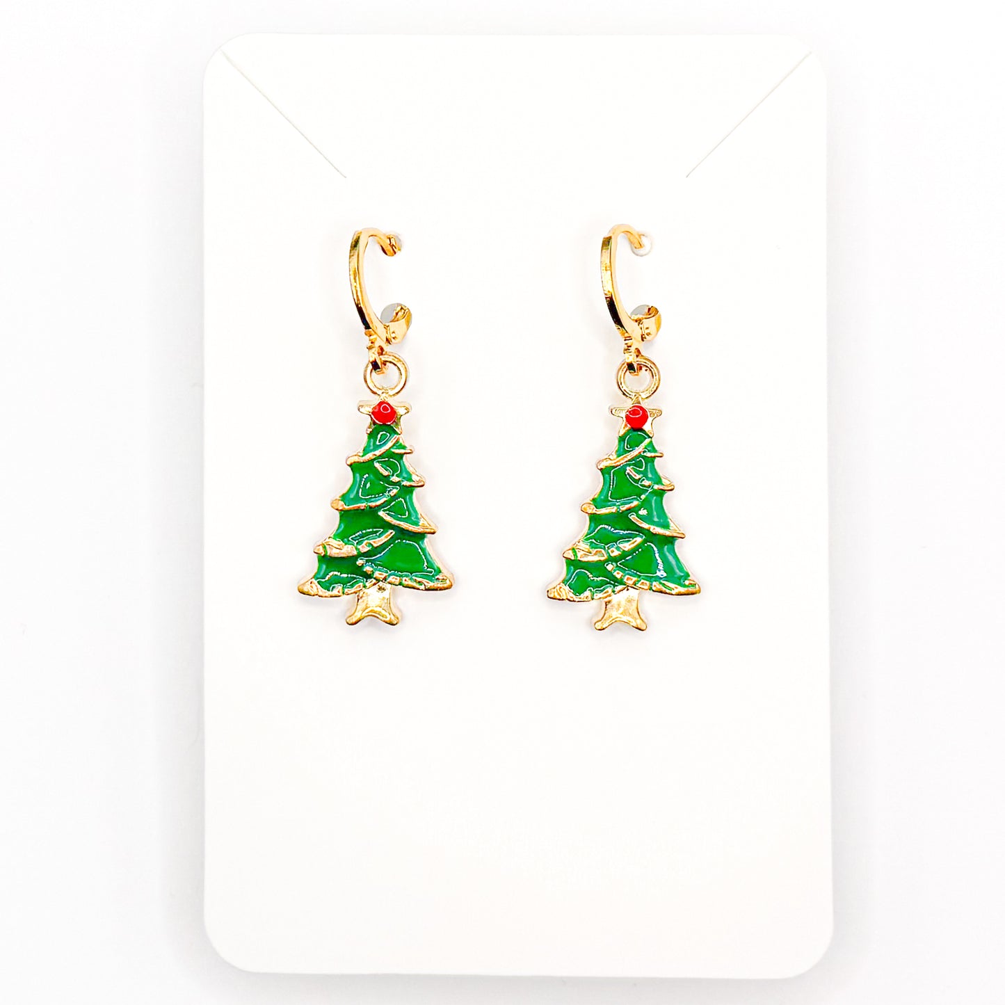 Evergreen Tree Huggie Earrings