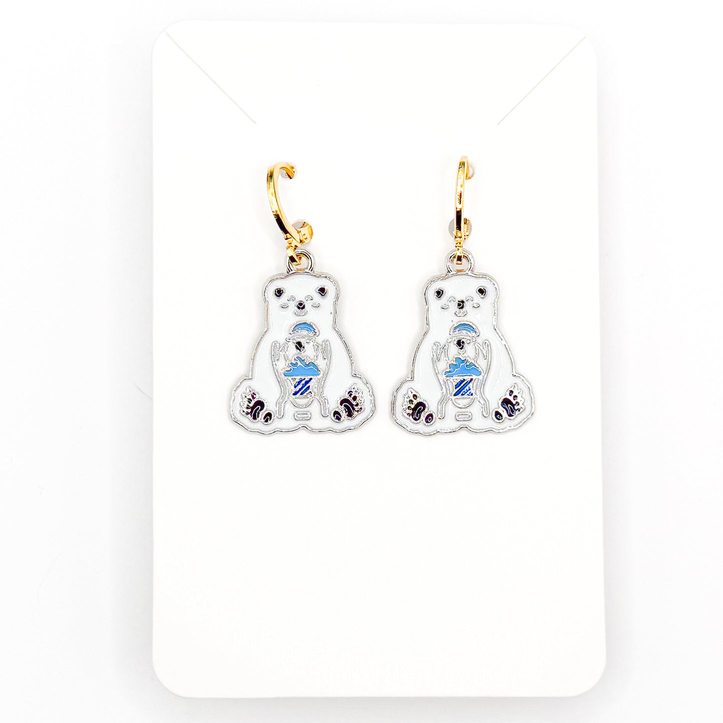 Polar Bear Huggie Earrings