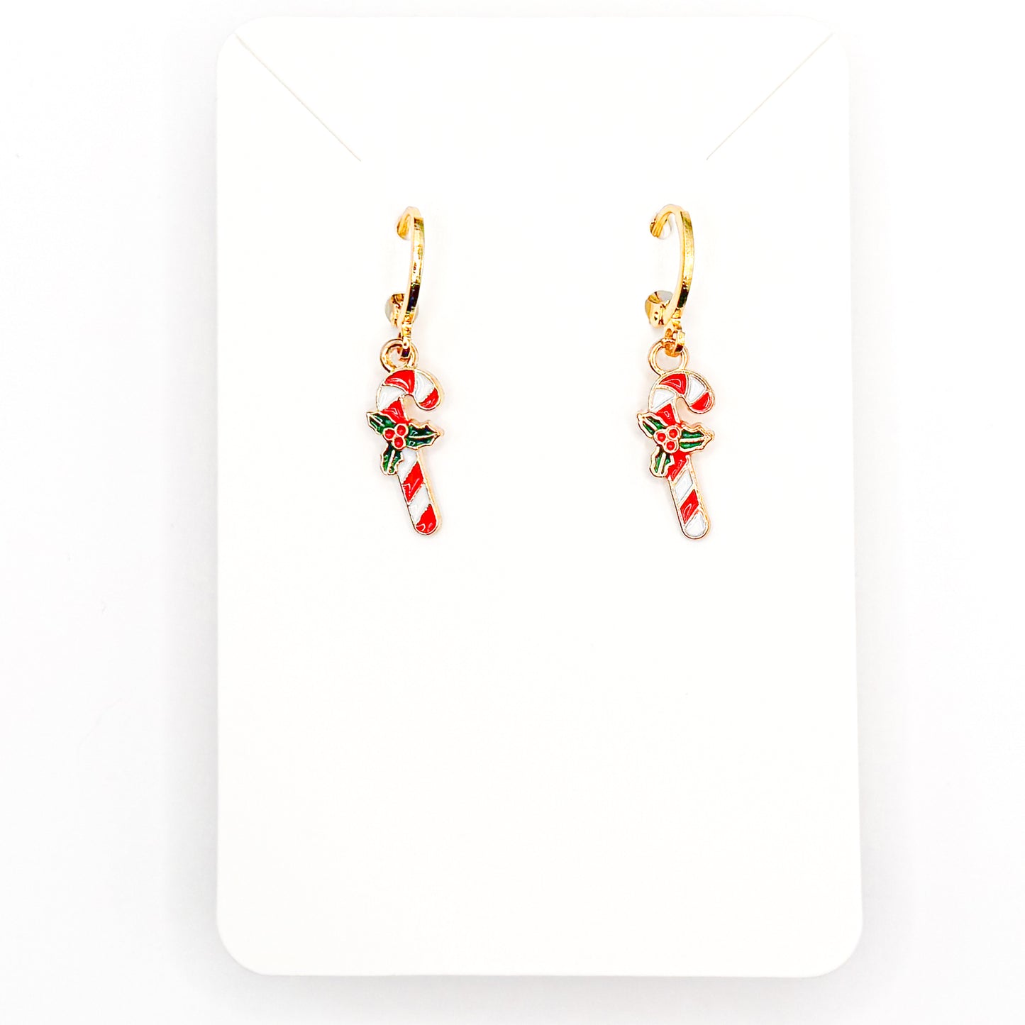 Holiday Candy Cane Huggie Earrings