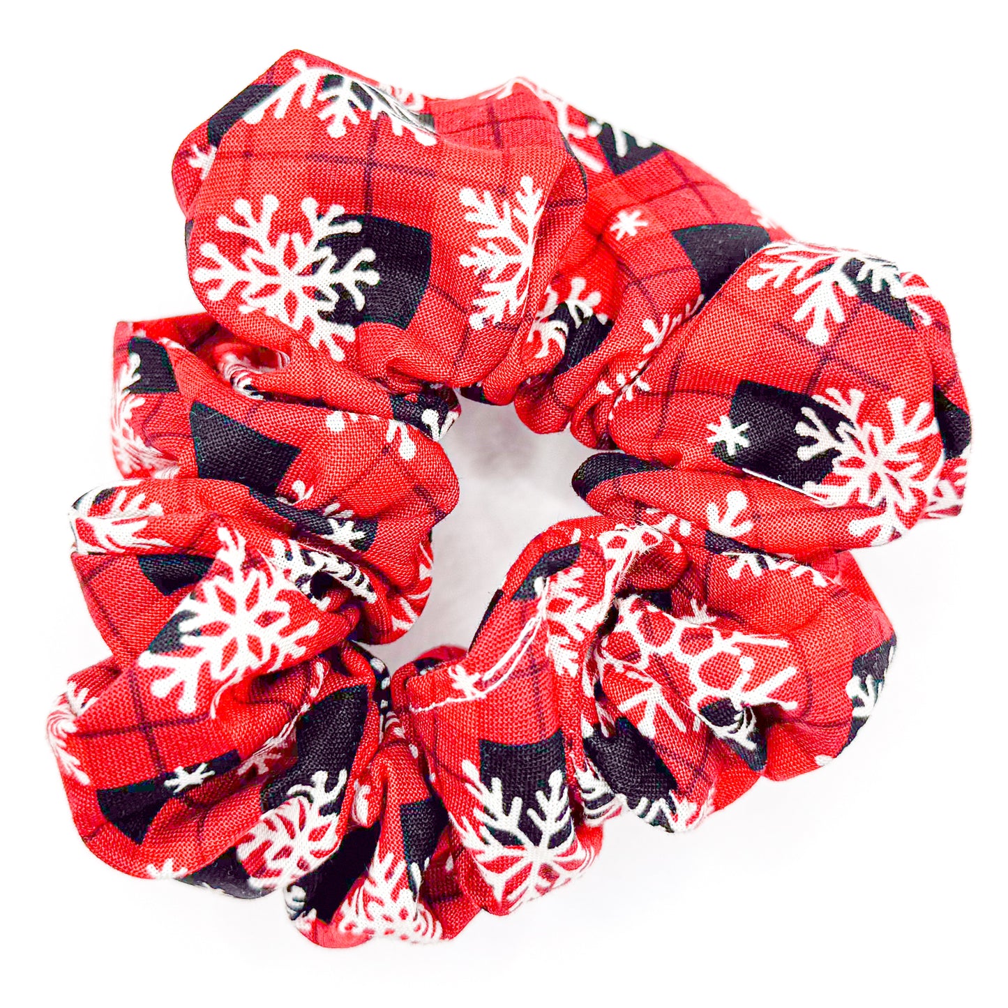 Buffalo Plaid Snowflakes Hand-Sewn Scrunchie