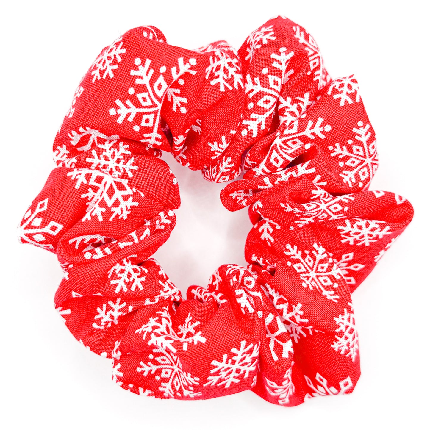 Red Snowflake Hand-Sewn Scrunchie