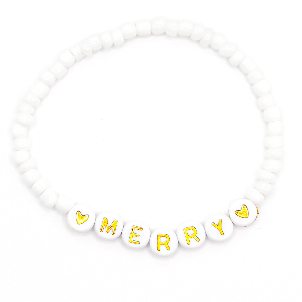 "Merry" Christmas Seed Beaded Bracelet