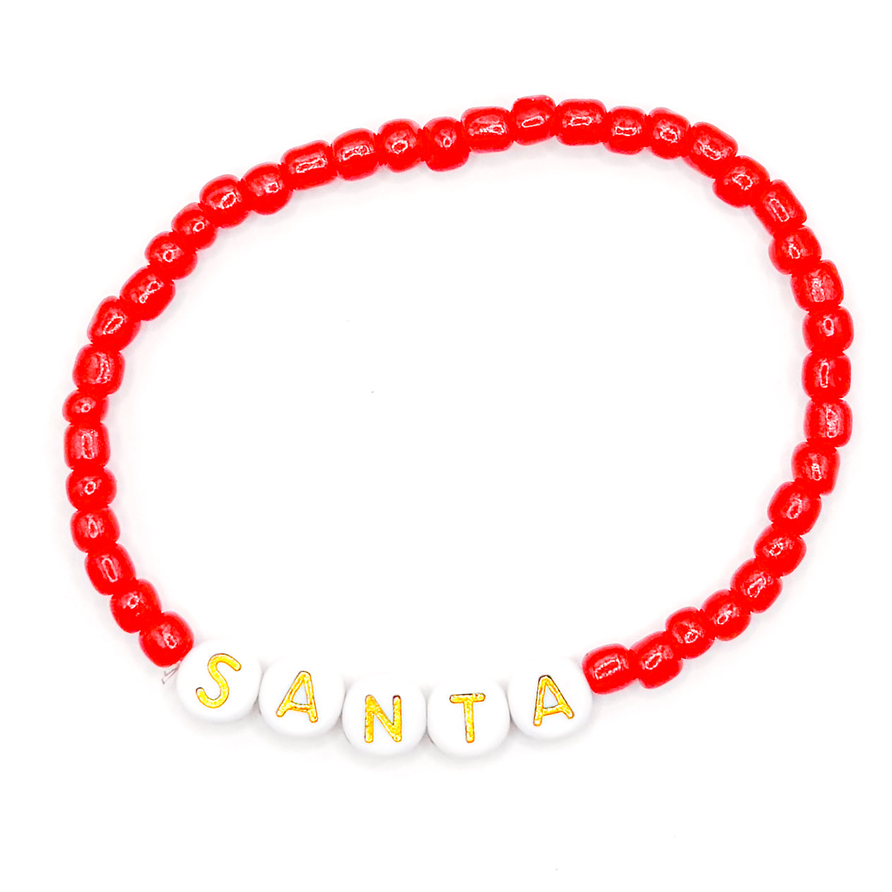 "Santa" Red Seed Beaded Bracelet