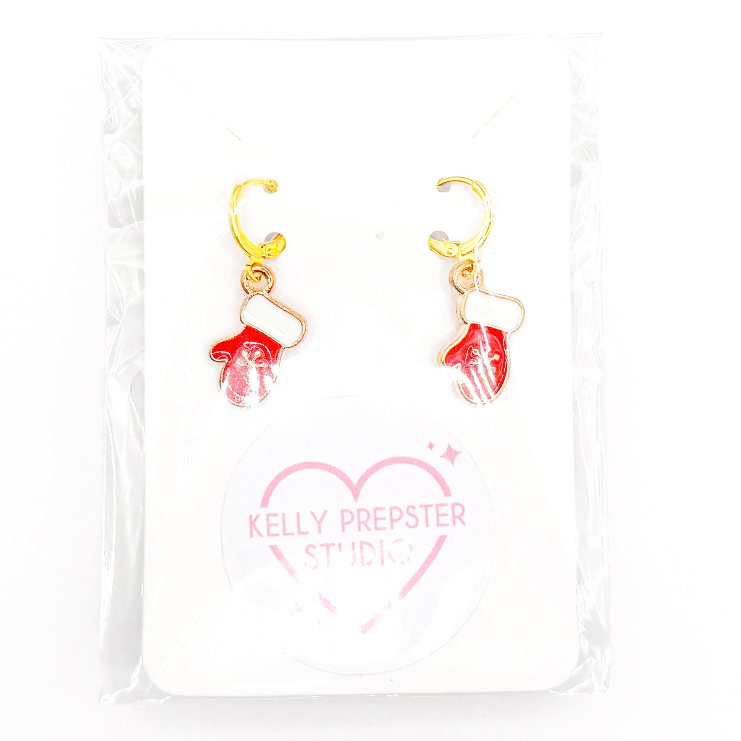 Red Mittens Huggie Earrings