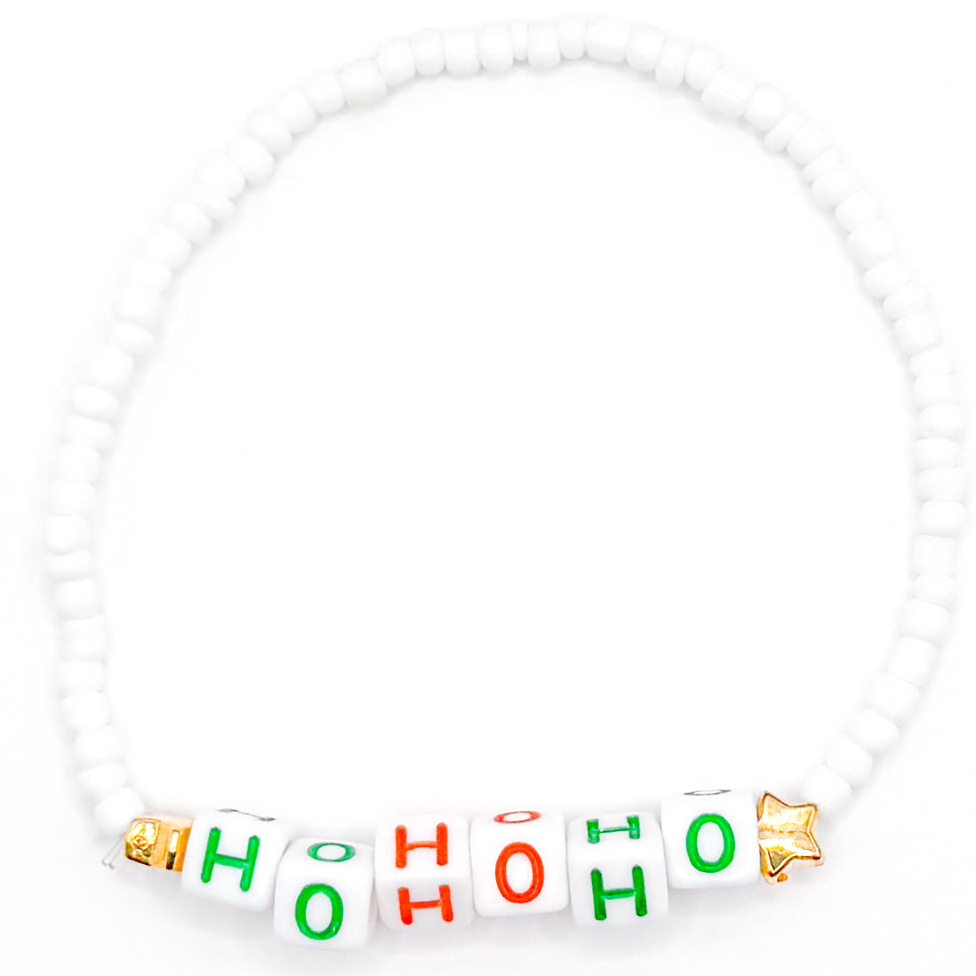 "HoHoHo" Holiday Seed Beaded Bracelet