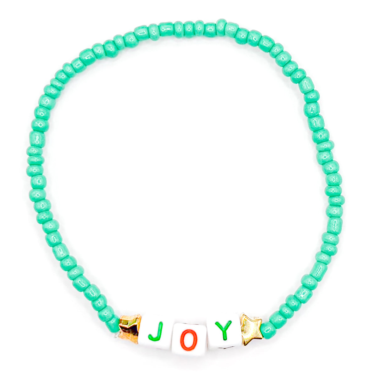 Green "Joy" Seed Beaded Bracelet