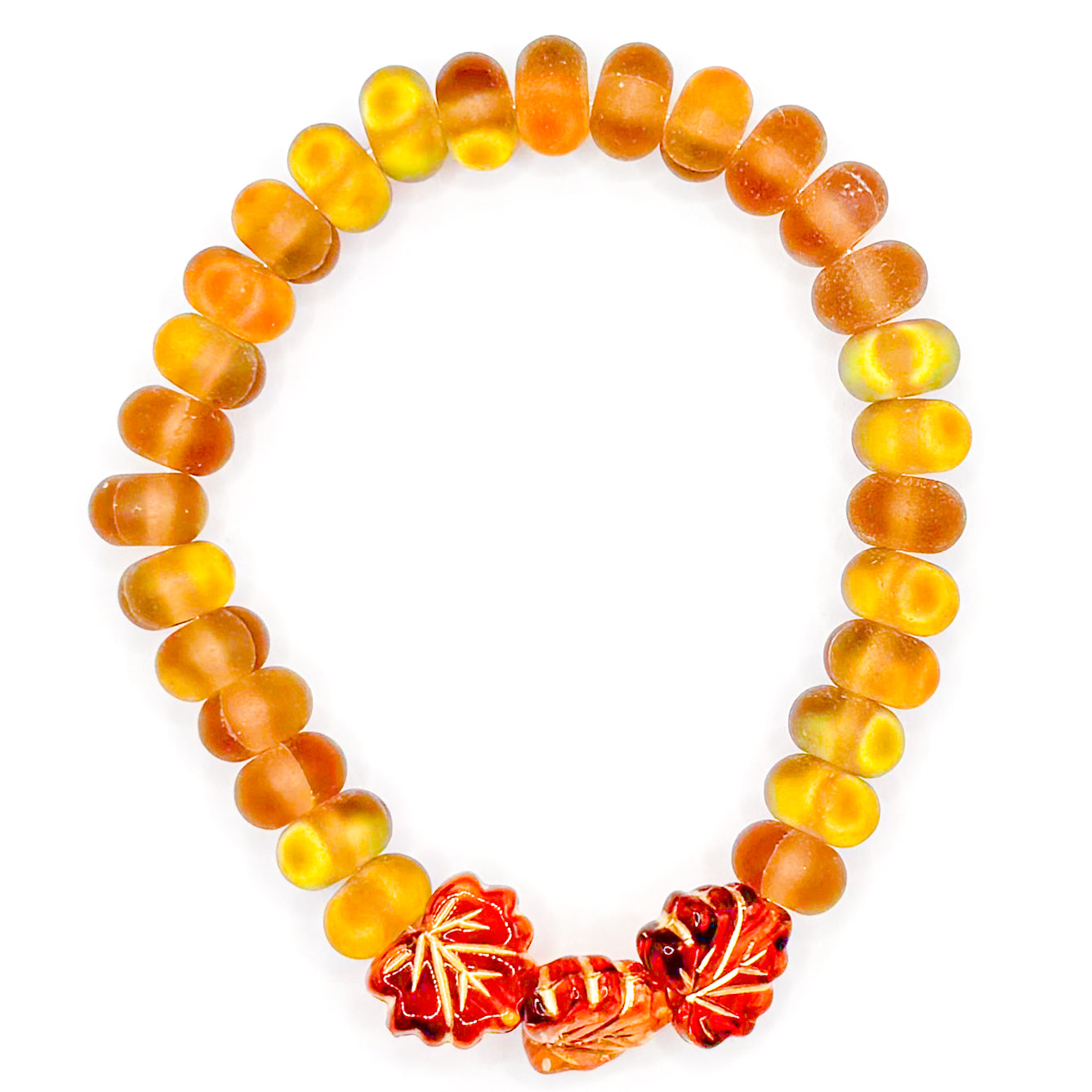 Fall Leaves Glass Beaded Bracelet