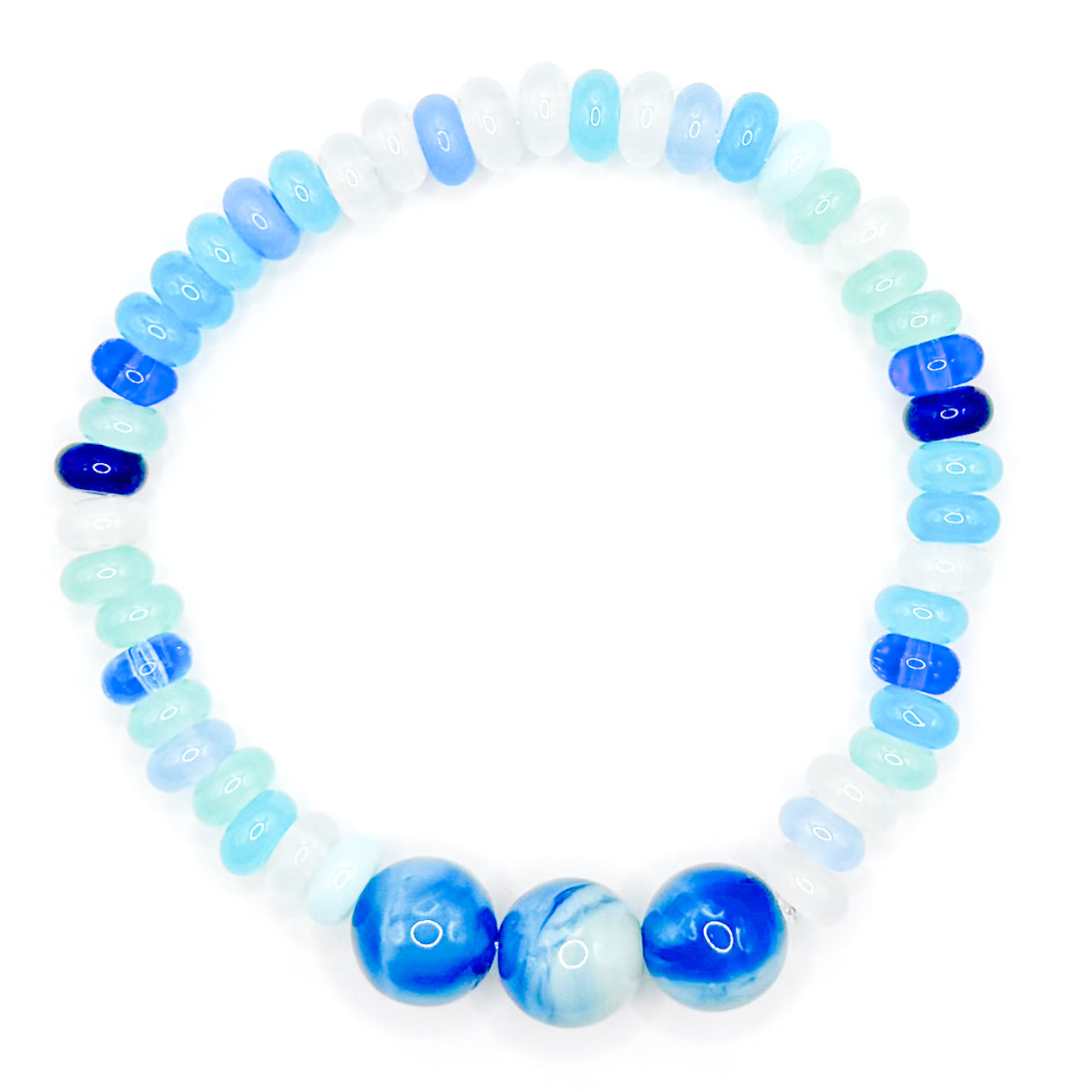 Mini Painted Blue Bubbles Glass Beaded Bracelet