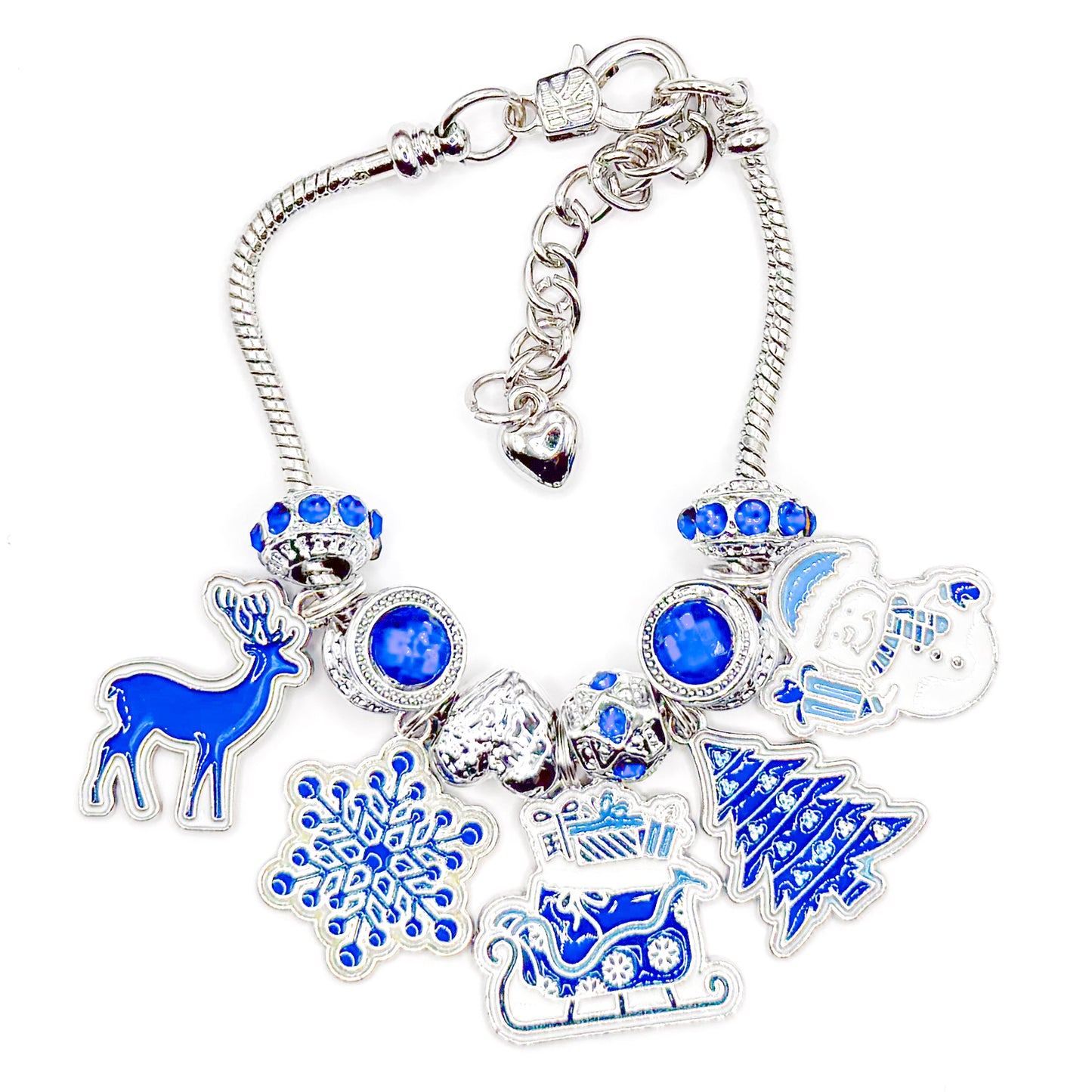 Blue Christmas European Charm Bracelet