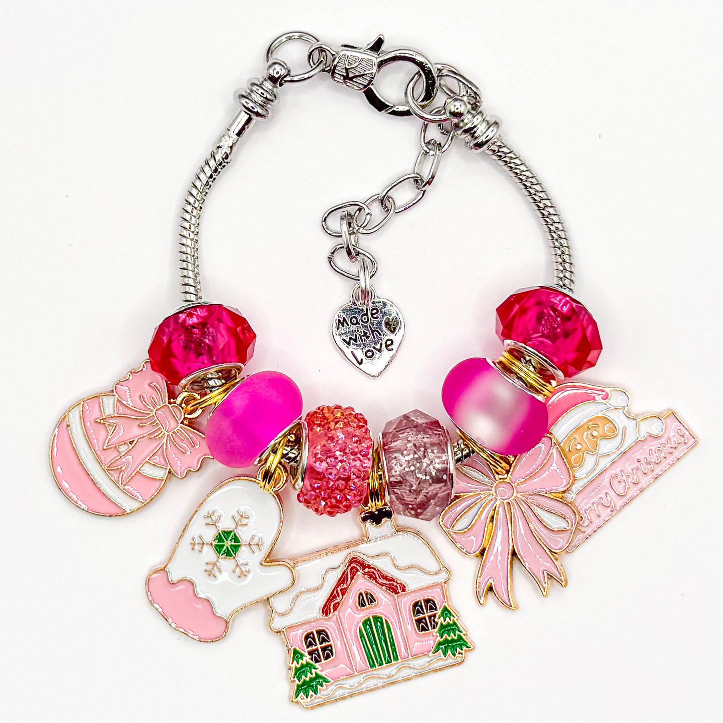 Pink Holiday European Charm Bracelet