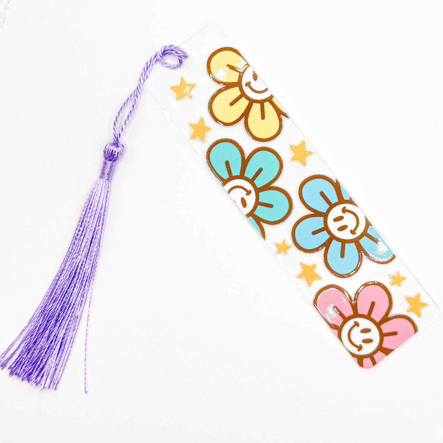 Purple Flower Power Acrylic Bookmark