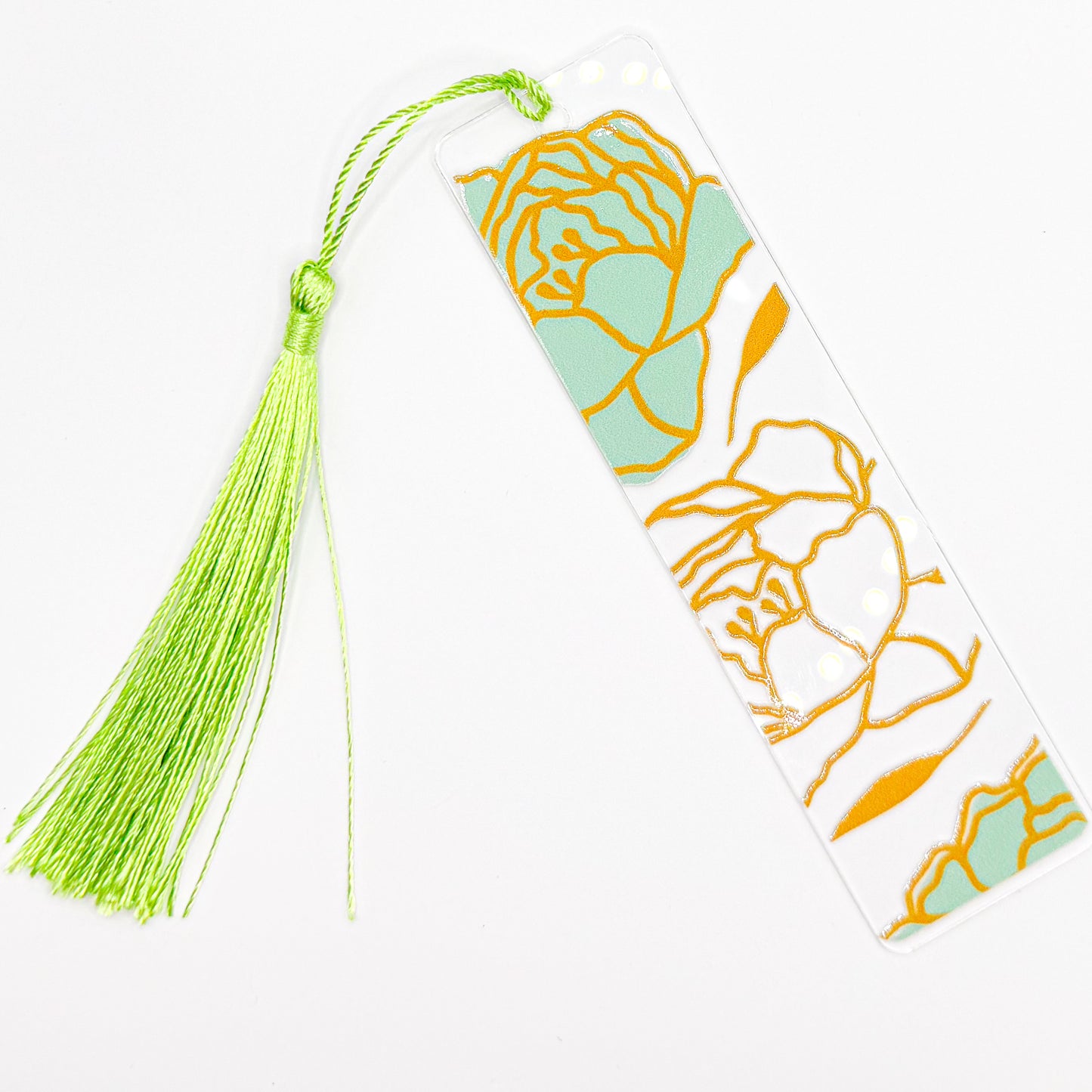 Green Spring Flowers Acrylic Bookmark