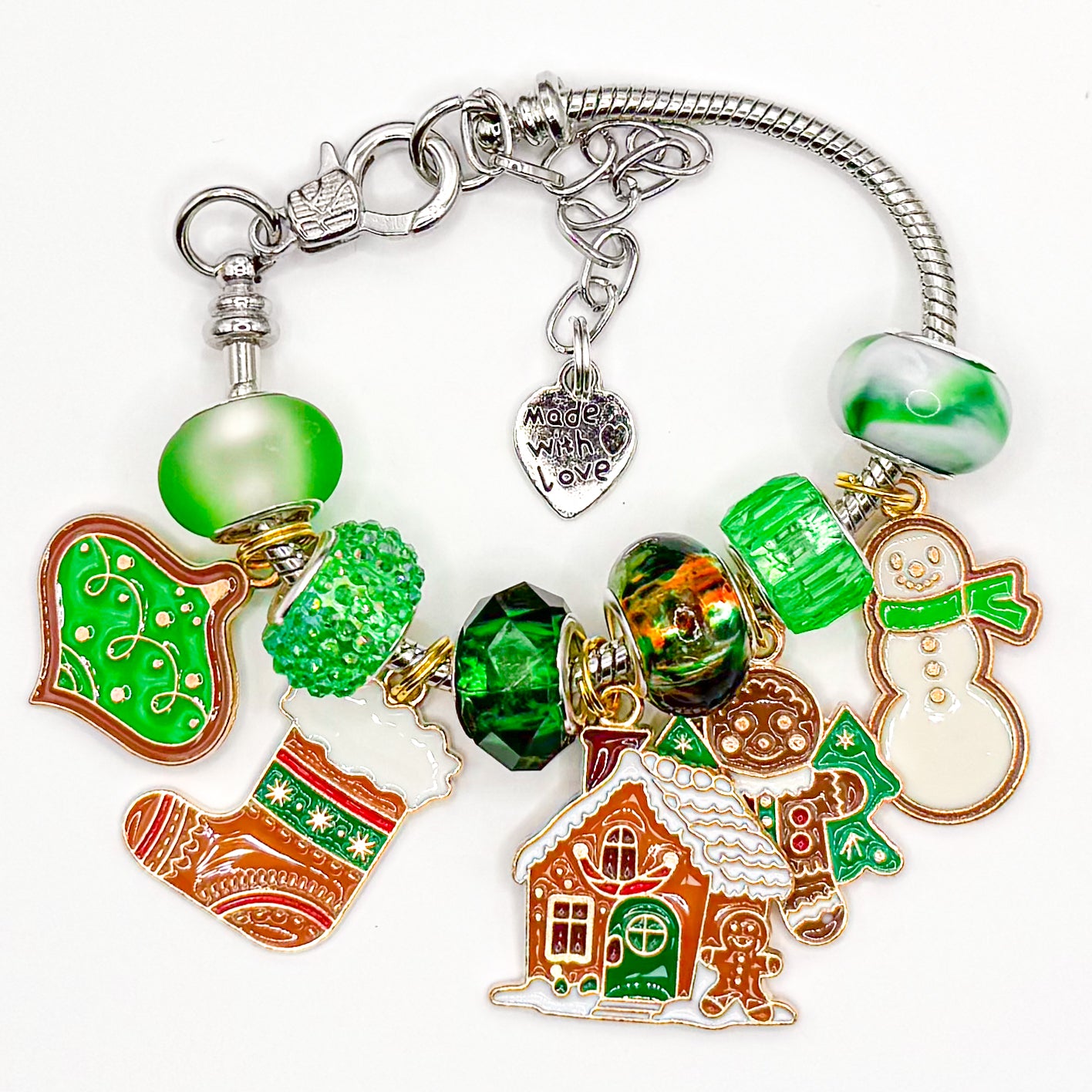Green Gingerbread European Charm Bracelet