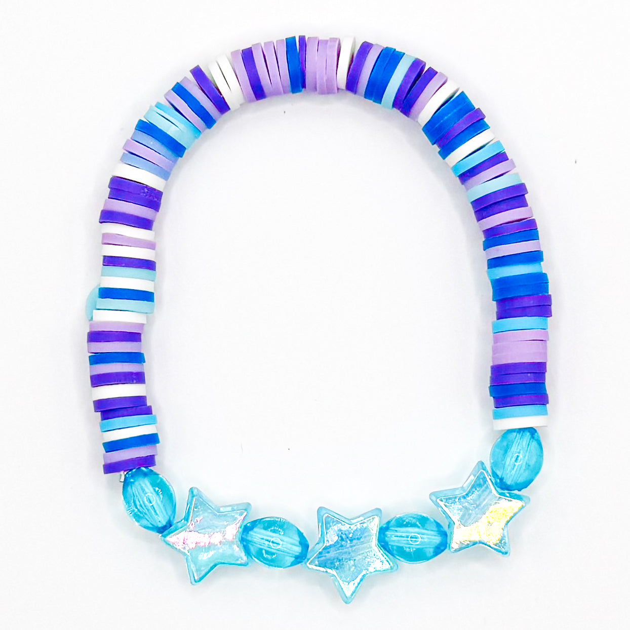 Cool Blue Stars Clay Beaded Bracelet