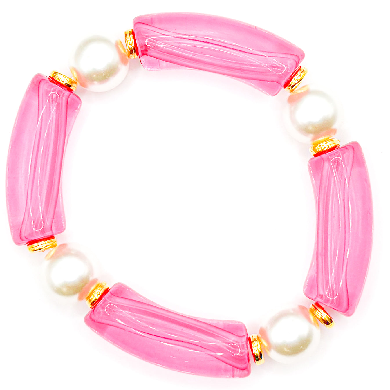 Hot Pink Preppy Stacker Beaded Bracelet