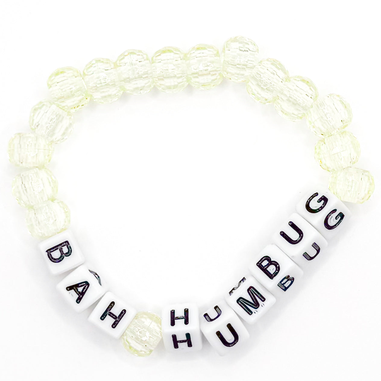 Clear "Bah Humbug" Beaded Bracelet