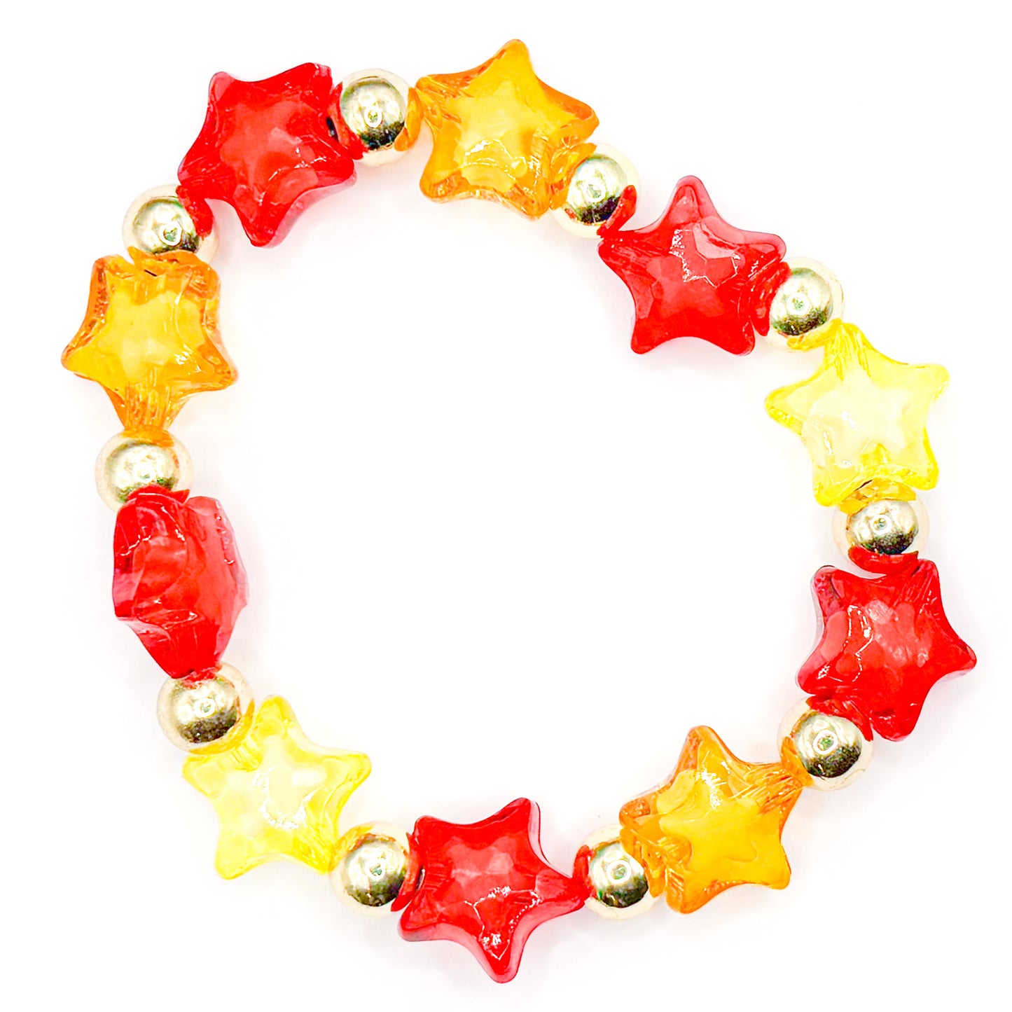 Red and Gold Stars Beaded Bracelet