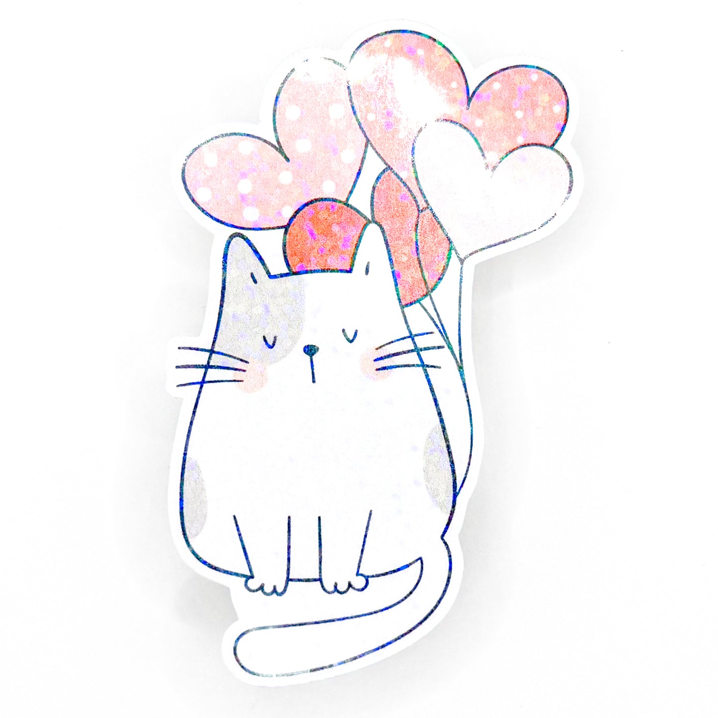 Hearts Day Kitten Holographic Sticker