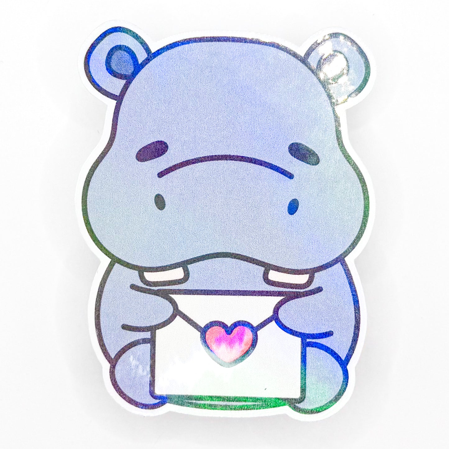 Hippo Love Letter Holographic Sticker