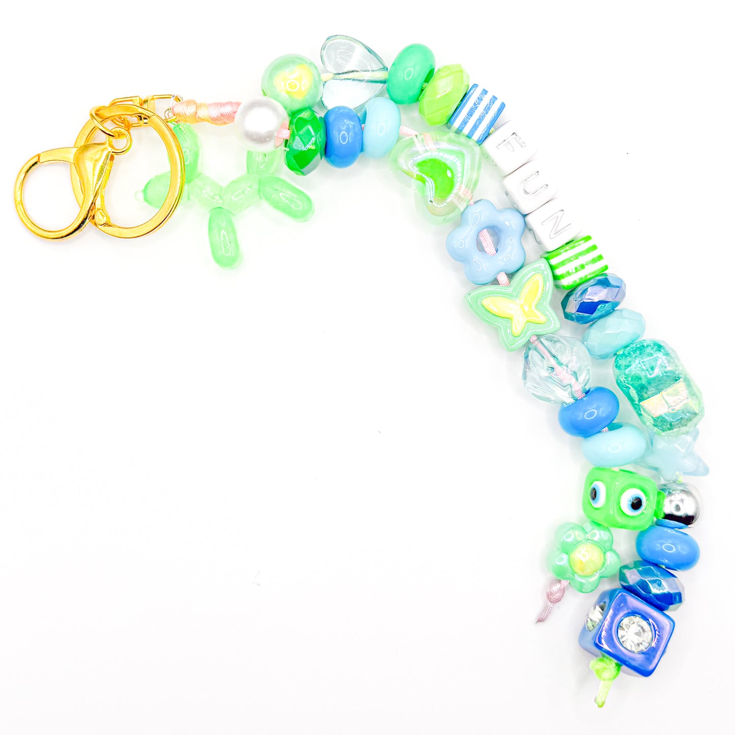 "Fun" Green and Blue Bag Charm