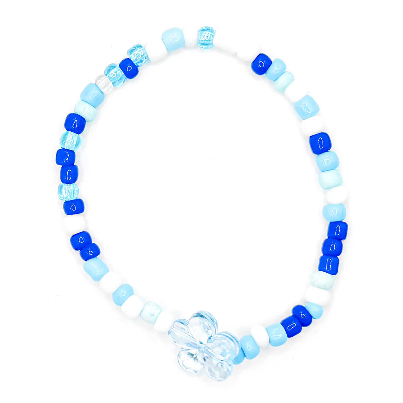 Blue Flower Seed Beaded Bracelet