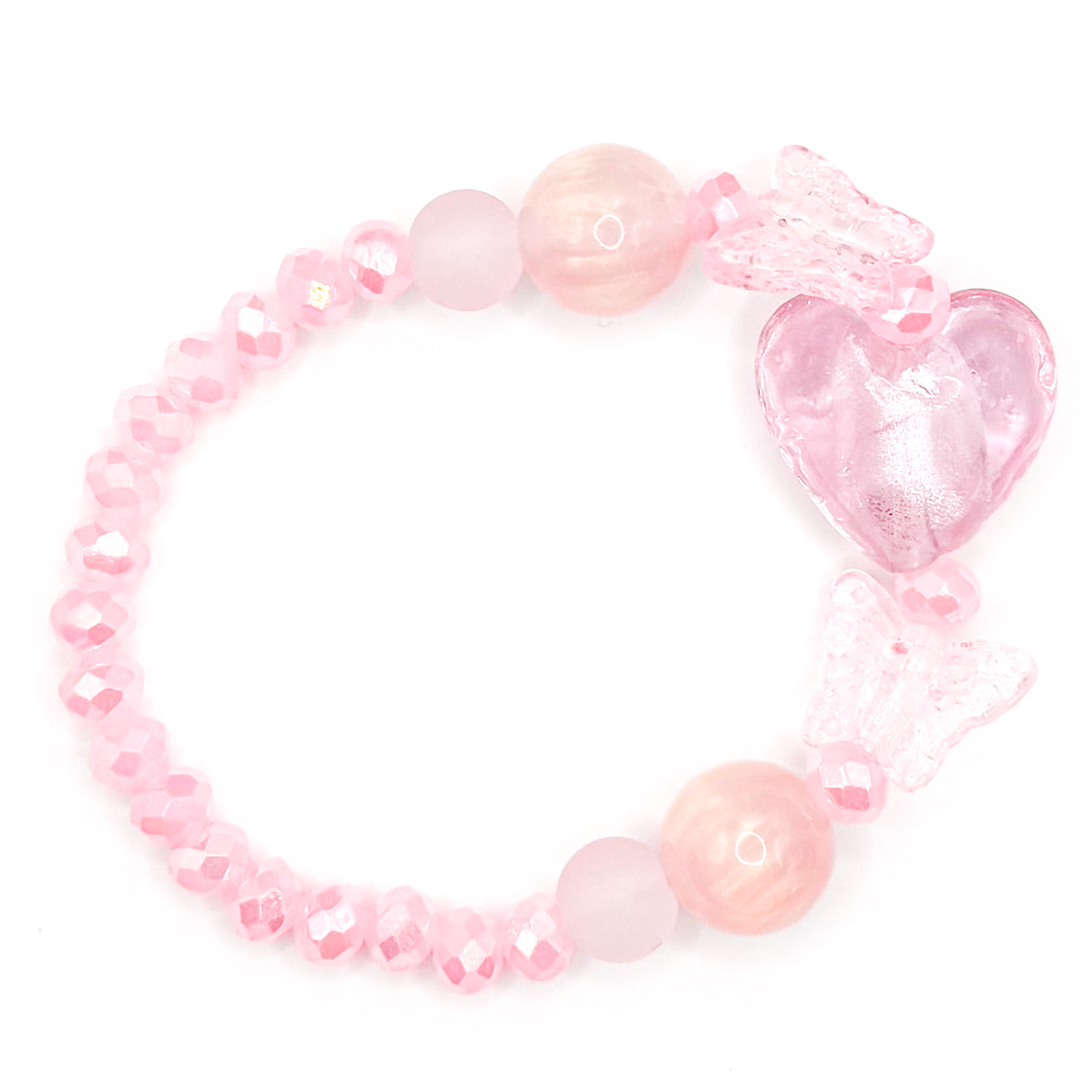 Butterfly Hearts Glass Beaded Bracelet