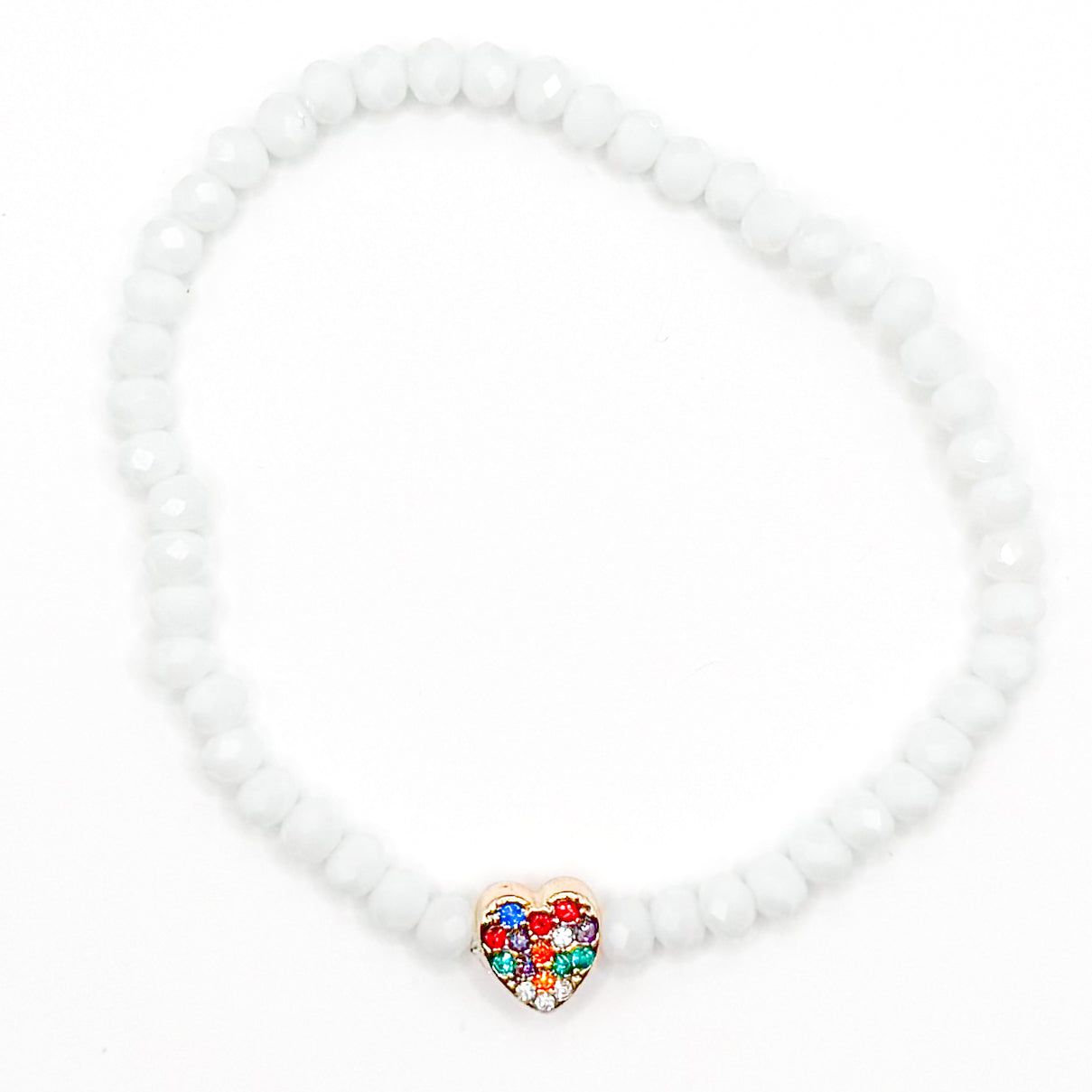 Gemstone Heart Glass Beaded Bracelet