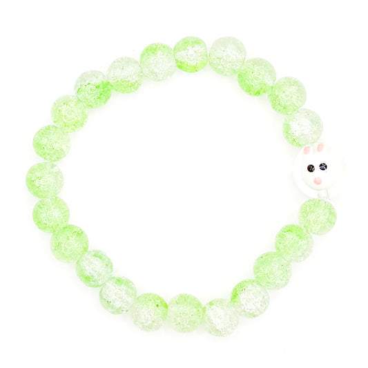 Green Easter Bunny Glass Beaded Bracelet