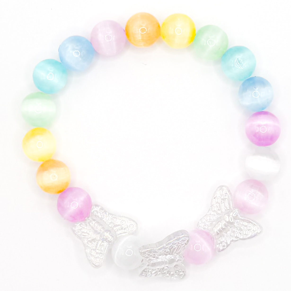 Shimmery Butterflies Glass Beaded Bracelet