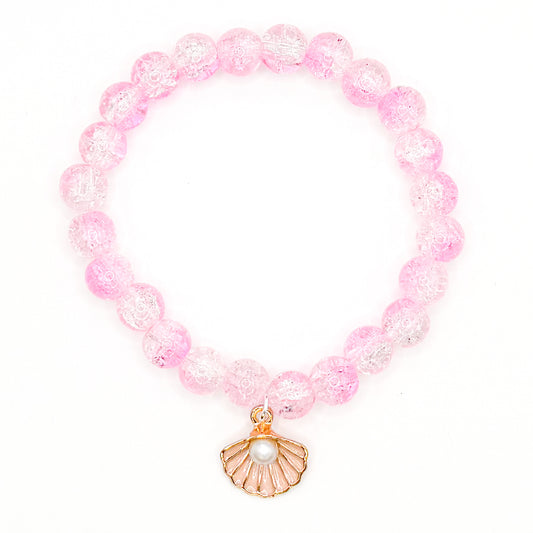 Pink Shell Glass Beaded Bracelet