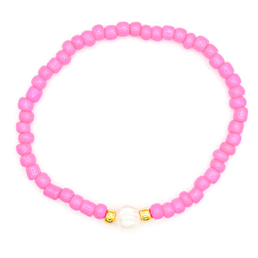 Hot Pink Ocean Pearl Beaded Bracelet