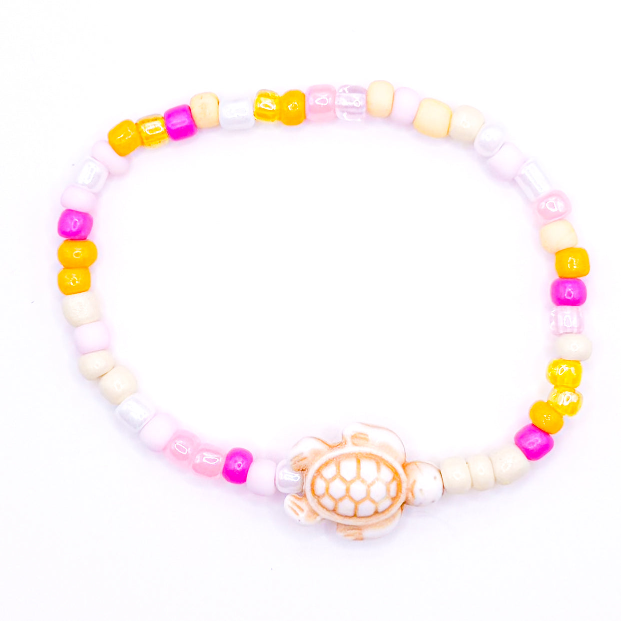 Summer Turtle Splash Seed Beaded Bracelet