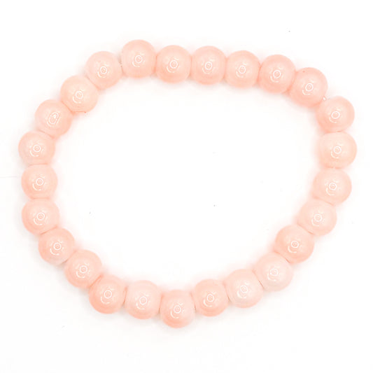 Pastel Baby Pink Glass Beaded Bracelet