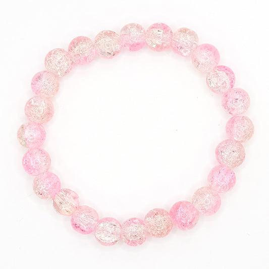 Pink Lemonade Splash Glass Beaded Bracelet