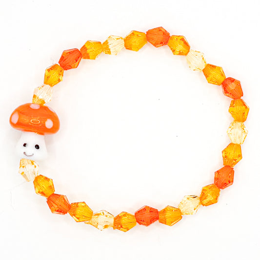 Orange Mushroom Glass Beaded Bracelet