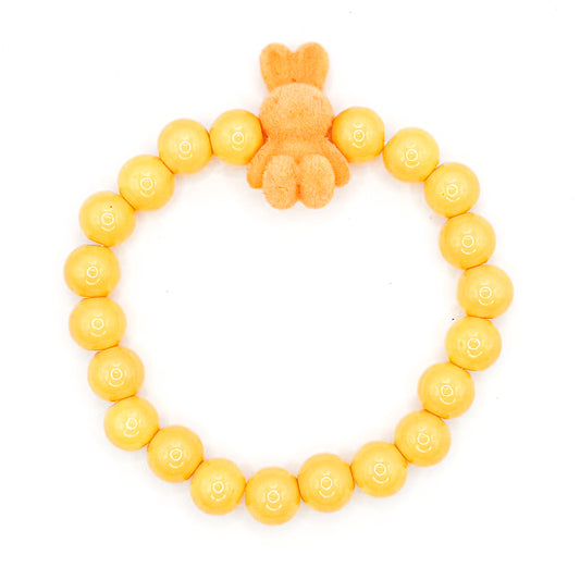 Yellow Funny Bunny Glass Beaded Bracelet