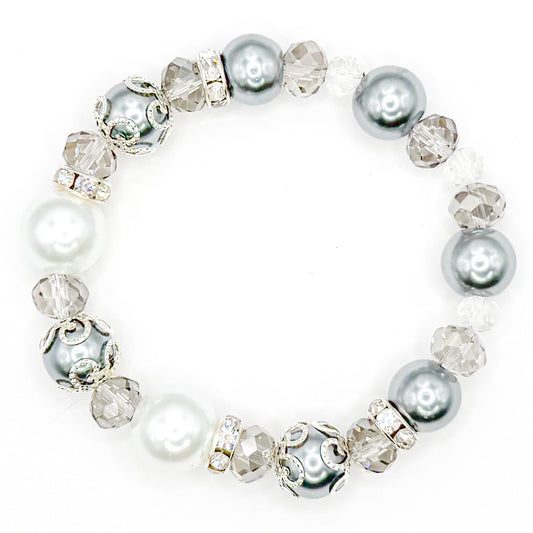 Gray Classic Chic Glass Beaded Bracelet