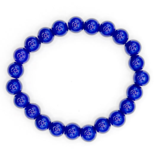 Dark Blue Bubble Glass Beaded Bracelet