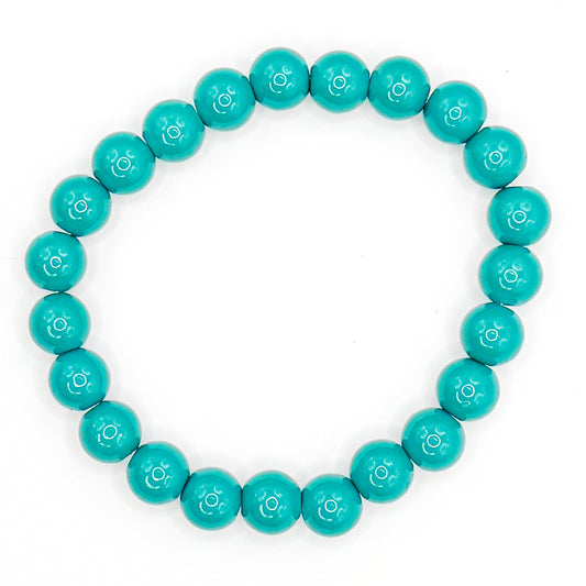 Teal Bubble Glass Beaded Bracelet