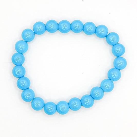 Extra Bright Blue Bubble Glass Beaded Bracelet