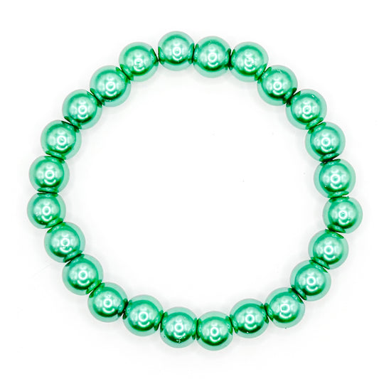 Dark Palm Leaf Bubble Glass Beaded Bracelet